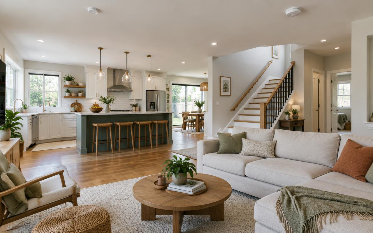 Family home interior with smoke and carbon monoxide safety alarms